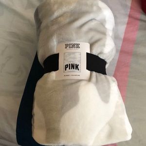 Pink grey and white blanket